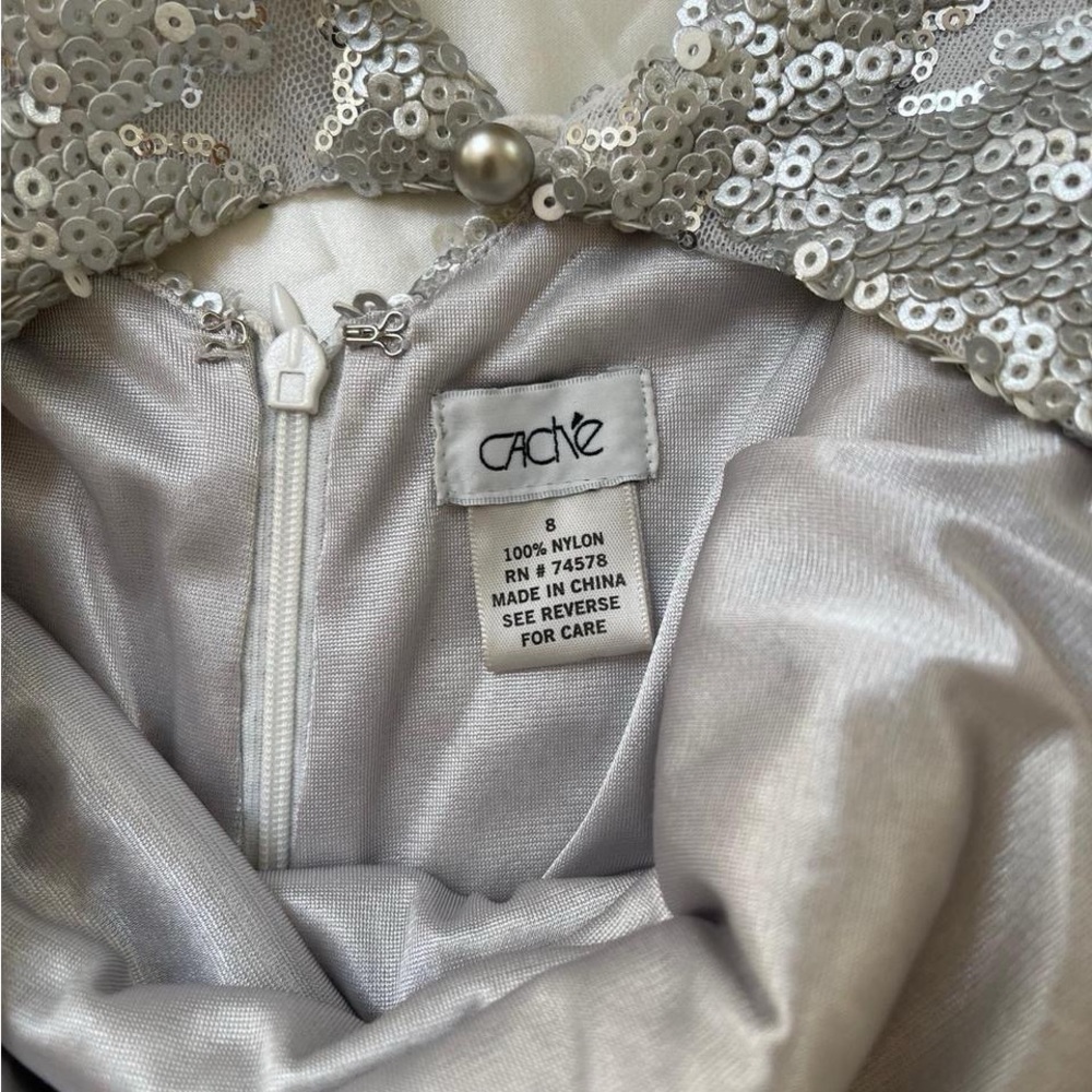 Cache Silver Sequin Cocktail Mini Dress - image 3